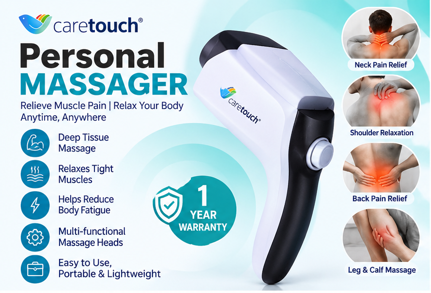 Caretouch Electric Personal Body Massager with 4 Replaceable Massage Heads | Handheld Body Massage Machine | 1 Year WarrantyCaretouch Electric Personal Body Massager with 4 Replaceable Massage Heads | Handheld Body Massage Machine | 1 Year Warranty