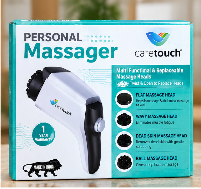 Caretouch Electric Personal Body Massager with 4 Replaceable Massage Heads | Handheld Body Massage Machine | 1 Year WarrantyCaretouch Electric Personal Body Massager with 4 Replaceable Massage Heads | Handheld Body Massage Machine | 1 Year Warranty