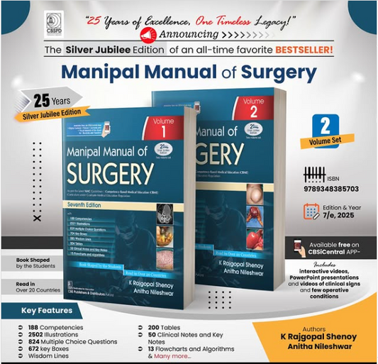 Manipal Manual Of Surgery 7/e 2025 (2 Vol) by K Rajgopal Shenoy