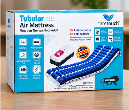 Caretouch Tubular Air Mattress with Compressor Pump | Anti Bedsore Alternating Pressure Mattress for Adults | Hospital & Home Care