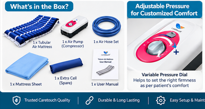 Caretouch Tubular Air Mattress with Compressor Pump | Anti Bedsore Alternating Pressure Mattress for Adults | Hospital & Home Care