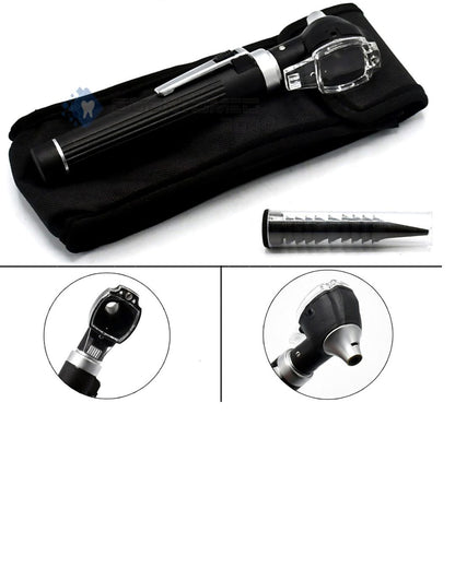 Fiber Optic Mini Otoscope Set - Diagnostic Examination Set - (Black)