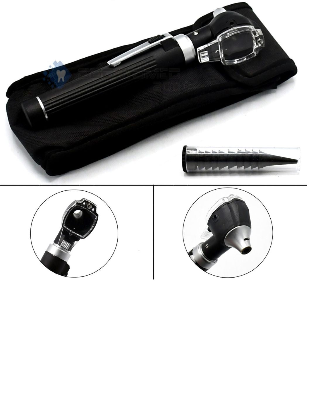 Fiber Optic Mini Otoscope Set - Diagnostic Examination Set - (Black)