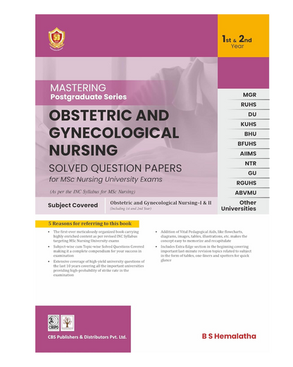 Mastering Postgraduate Series - Obstetric and Gynecological Nursing- 1-2 (1/e 2025) by Dr B S Hemlatha