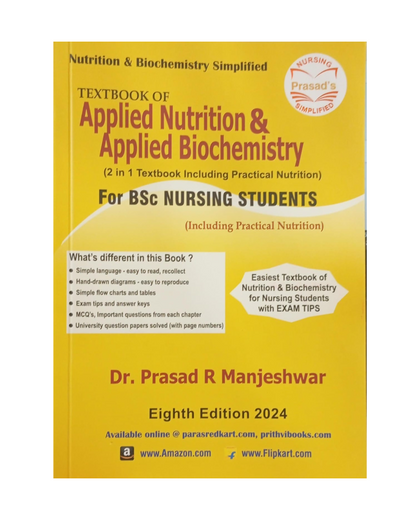 Textbook of Applied nutrition and Applied Biochemistry 8/e 2024 for BSc Nursing students Dr RM Prasad