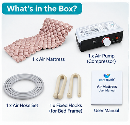 Caretouch Anti Bedsore Air Mattress with Electric Pump | Bubble Air Mattress for Bedridden Patients | Anti Decubitus Mattress