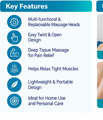 Caretouch Electric Personal Body Massager with 4 Replaceable Massage Heads | Handheld Body Massage Machine | 1 Year WarrantyCaretouch Electric Personal Body Massager with 4 Replaceable Massage Heads | Handheld Body Massage Machine | 1 Year Warranty