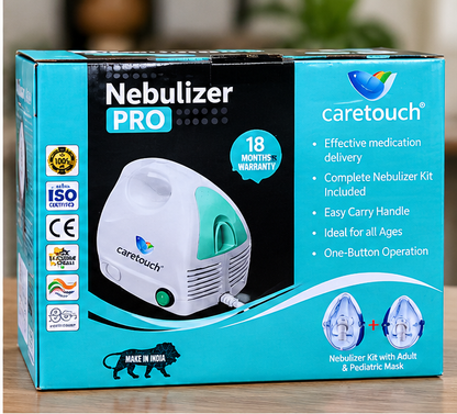 Caretouch Nebulizer Pro Compressor Nebulizer Machine with Adult & Child Mask | Portable Nebulizer for Kids and Adults | 18 Months Warranty