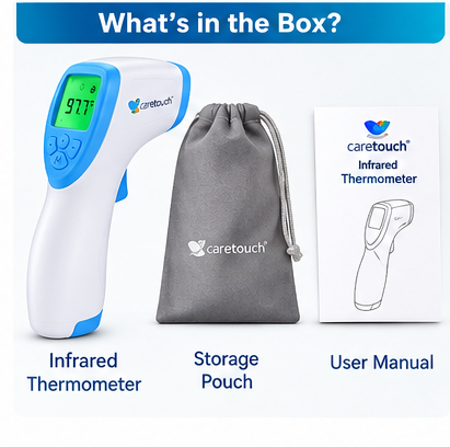 Caretouch Non-Contact Infrared Forehead Thermometer | Digital Temperature Gun for Adults & Babies | 1-Second Measurement