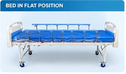 Manual Fowler Hospital Bed with Mattress | One Back Rest Foldable Semi Fowler Bed | Non-Electric Patient Bed with Side Rails & Wheels
