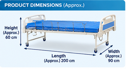 Manual Fowler Hospital Bed with Mattress | One Back Rest Foldable Semi Fowler Bed | Non-Electric Patient Bed with Side Rails & Wheels