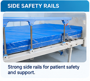 Manual Fowler Hospital Bed with Mattress | One Back Rest Foldable Semi Fowler Bed | Non-Electric Patient Bed with Side Rails & Wheels
