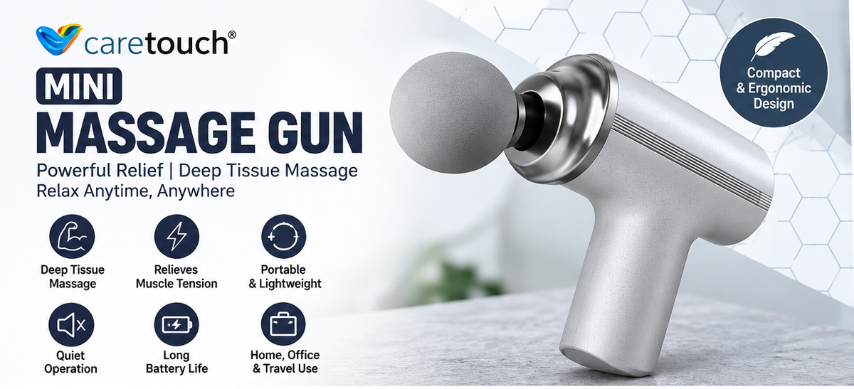 Caretouch Mini Massage Gun | Portable Handheld Electric Percussion Massager | Compact Muscle Massage Gun for Home & Travel