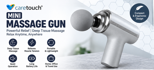Caretouch Mini Massage Gun | Portable Handheld Electric Percussion Massager | Compact Muscle Massage Gun for Home & Travel